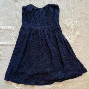 🖤 Pins and Needles Navy Lace Strapless Dress – Size M